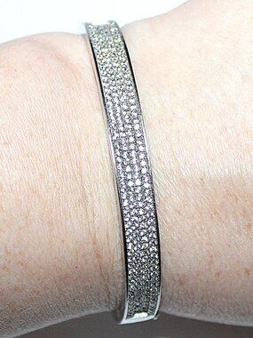 Sterling Silver Cubic Zirconia Bangle Bracelet 18 Grams